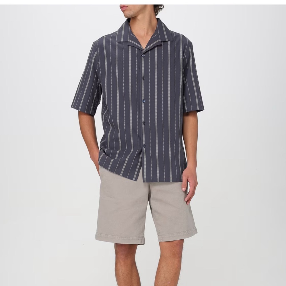 Brunello Cucinelli Navy Striped Easy Fit Shirt *Brand New*